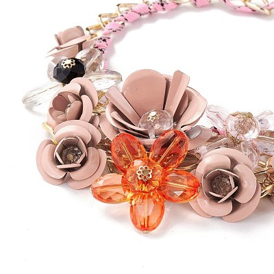 Rose & Sunflower Drama Bib Necklace NJEW-I112-01D-1