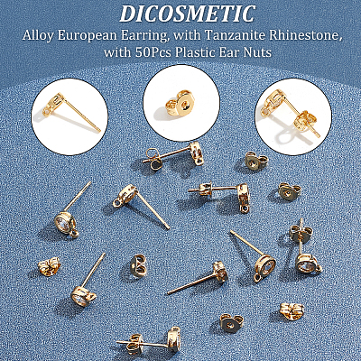 6 Pairs Rack Plating Brass Micro Pave Cubic Zirconia Stud Earring Findings KK-DC0001-35-1