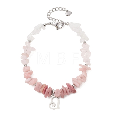 Natural Mixed Gemstone Chip Beaded Bracelest BJEW-JB12976-03-1