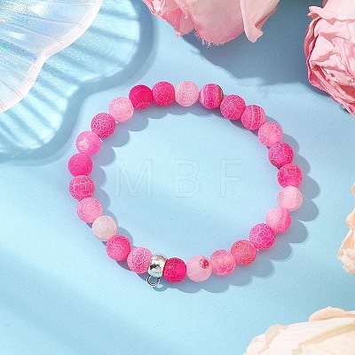 Natural Weathered Agate Beads Stretch Bracelets for Women BJEW-JB11412-01-1