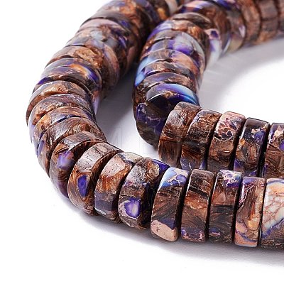 Assembled Synthetic Bronzite and Imperial Jasper Beads Strands G-I318-03B-1