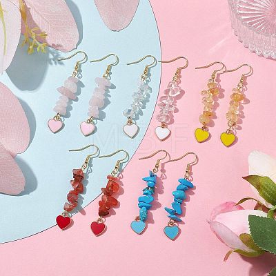 Natural & Synthetic Mixed Gemstone Chips Dangle Earrings EJEW-JE05645-1