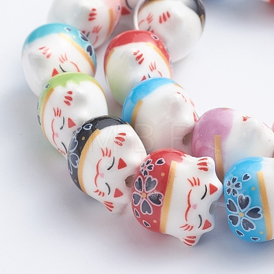 Handmade Printed Porcelain Beads PORC-G004-C08-1