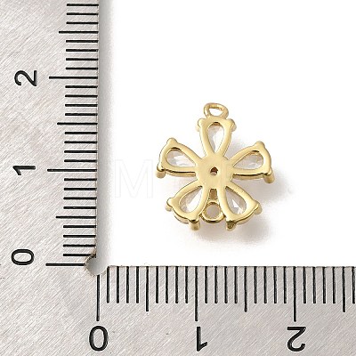 Brass Pave Glass Flower Connector Charms KK-M295-17G-02-1