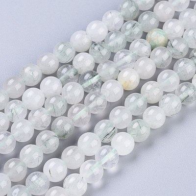 Natural Green Rutilated Quartz Beads Strands G-R475-013B-1