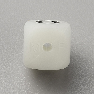 Luminous Cube with Letter Food Grade Eco-Friendly Silicone Beads SIL-TAC0002-21O-1
