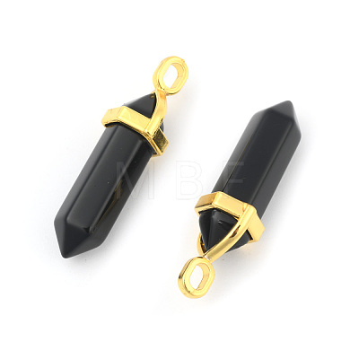 Natural Black Obsidian Bullet Double Terminated Pointed Pendants G-G902-B25-1