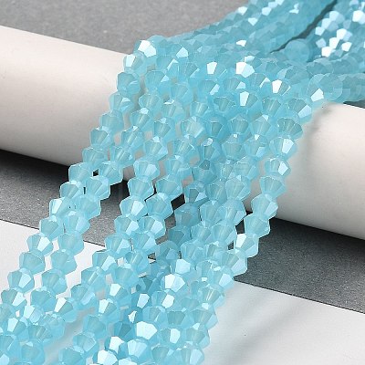 Imitation Jade Electroplate Glass Beads Strands GLAA-F029-J4mm-C03-1