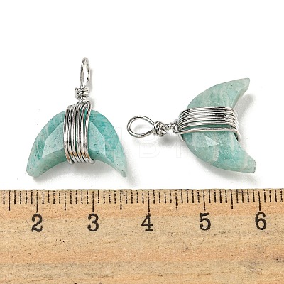 Natural Flower Amazonite Copper Wire Wrapped Pendants G-B079-01P-05-1