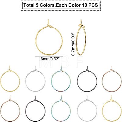 Unicraftale PVD Vacuum Plating 316L Stainless Steel Hoop Earring Findings STAS-UN0012-62-1