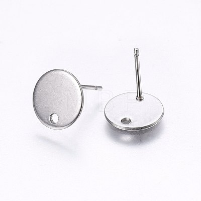 Flat Plate 201 Stainless Steel Stud Earring Findings STAS-I095-04P-A-1