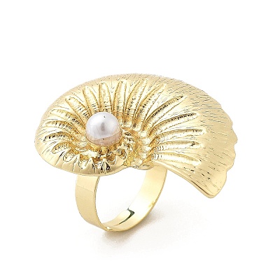 Conch Alloy Adjustable Rings for Women RJEW-B108-03KCG-1