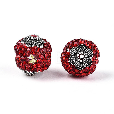 Handmade Polymer Clay Rhinestone Indonesia Beads CLAY-N015-03-1