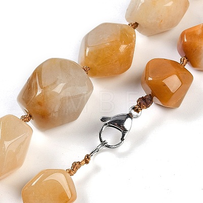 Natural Topaz Jade Nuggets Beaded Necklaces for Women Men NJEW-K388-01I-1