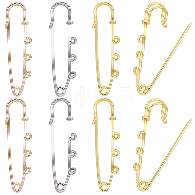 30Pcs 3 Colors Iron Safety Pin Brooch IFIN-SC0002-11-1