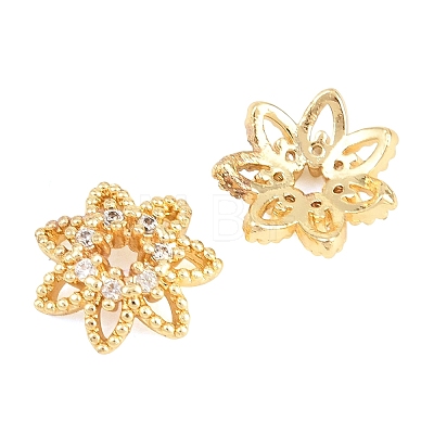 Christmas Brass Clear Cubic Zirconia Beads KK-B186-04G-1
