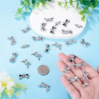 30Pcs 5 Styles Alloy Crystal Rhinestone Bowknot Links Connector Charms FIND-TA0010-98-1