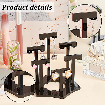 Opaque Acrylic T-Bar Riser Earring Display Stands EDIS-WH0021-03A-1