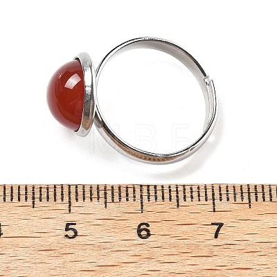 Half Round Natural Carnelian Finger Rings RJEW-M062-01P-44-1