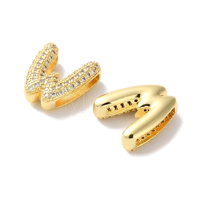 Rack Plating Brass Micro Pave Cubic Zirconia Slide Charms KK-C084-34G-W-1