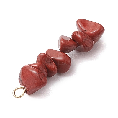 Gradient Color Natural Rhodonite & Natural Red Jasper & Natural Strawberry Quartz Chip Beaded Pendants PALLOY-JF02795-06-1