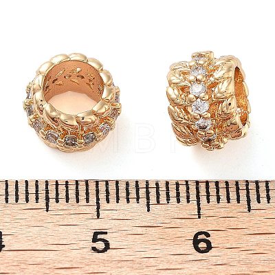 Brass Micro Pave Clear Cubic Zirconia Beads KK-U028-28G-1