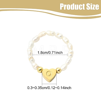 Natural Freshwater Pearl & 304 Stainless Steel Bead Finger Rings RJEW-FS00001-17-1