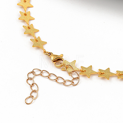 Star Brass Link Chain Necklaces X-NJEW-JN02949-1