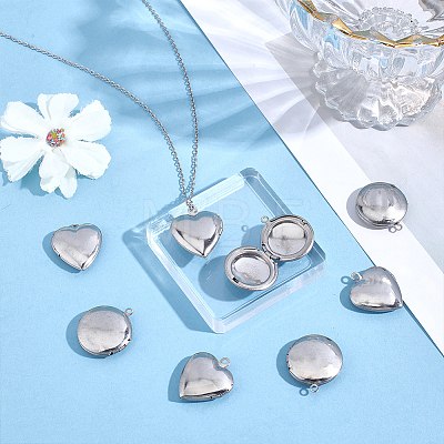 24Pcs 2 Styles 316 Stainless Steel & 304 Stainless Steel Blank Stamping Tag Locket Pendants STAS-ME0003-37-1