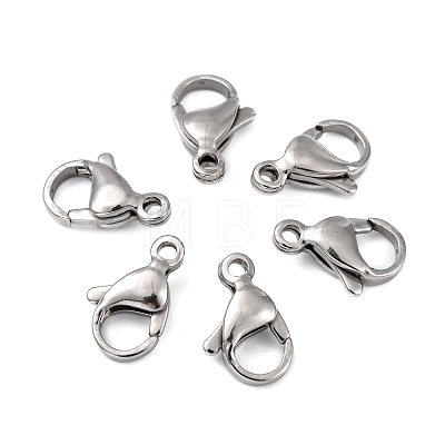 Polished 304 Stainless Steel Lobster Claw Clasps STAS-R072-39A-1