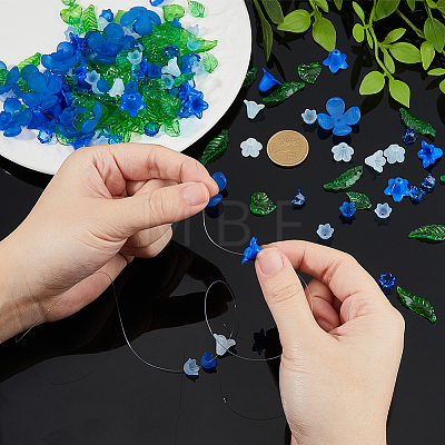 Leaf & Flower Transparent Acrylic Pendants & Beads Findings Kits MACR-FH0001-25-1