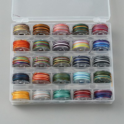 25 Rolls 25 Colors Round Segment Dyed Waxed Polyester Thread String YC-YW0001-02A-1
