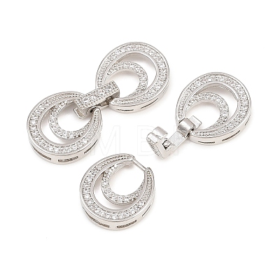 Brass Micro Pave Clear Cubic Zirconia Fold Over Clasps KK-C075-47P-1