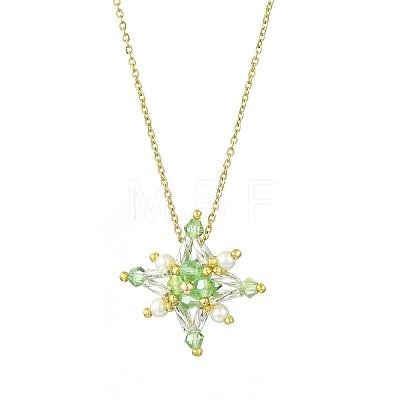 Glass Seed Beads Beaded Star Pendant Necklaces NJEW-MZ00088-03-1