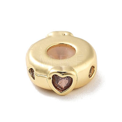 Valentine's Day Brass Micro Pave Clear Cubic Zirconia Beads KK-K361-06G-1