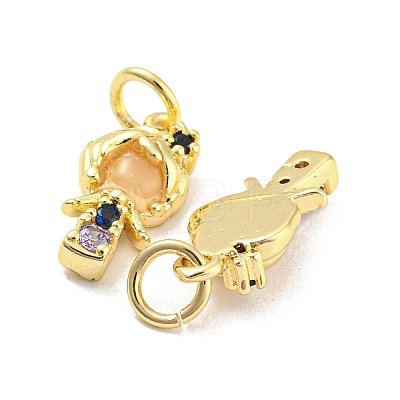 Rack Plating Brass Cubic Zirconia Charms for Women KK-Q798-01J-G-1