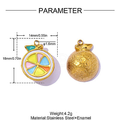 304 Stainless Steel Enamel Pendants STAS-OY017-24G-1