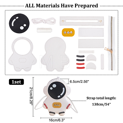 DIY Sew on PU Leather Astronaut Shaped Multi-Use Crossbody/Shoulder Bag/Backpack Making Kits DIY-WH0297-55B-1