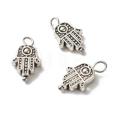 Tibetan Style Alloy Hamsa Hand Beads Pendants X-PALLOY-JF00949-1