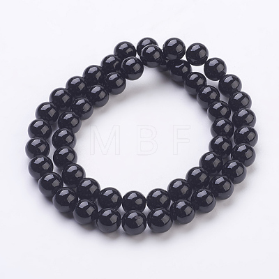 Synthetic Black Stone Beads Strands X-G-H1628-8mm-1-1