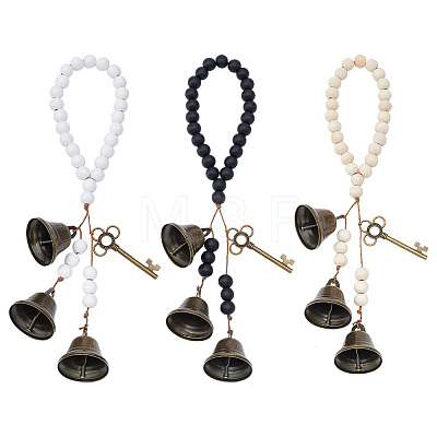 3Pcs Natural Wood Beads Stretch Bracelets Keychains HJEW-PH01537-1