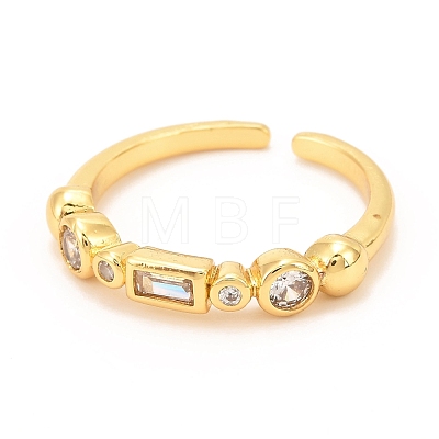 Brass Micro Pave Cubic Zirconia Cuff Ring RJEW-F118-20-1