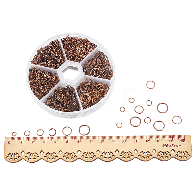 Red Copper Iron Plated Jump Rings with Container Nickel Free for Jewelry Making IFIN-PH0001-06R-NF-1