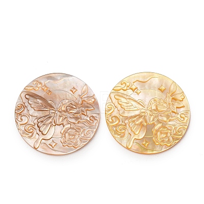 Natural Yellow Shell Carved Cabochons SHEL-G024-01B-1