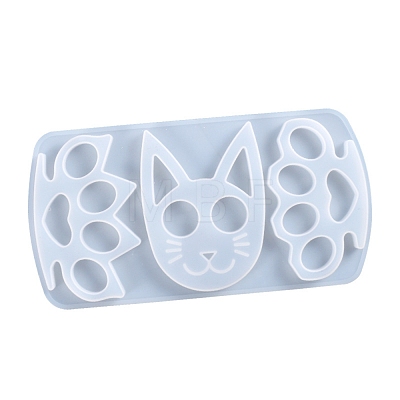 Cat & Paw Shape Self Defense Keychain Silicone Molds X-DIY-P006-30-1
