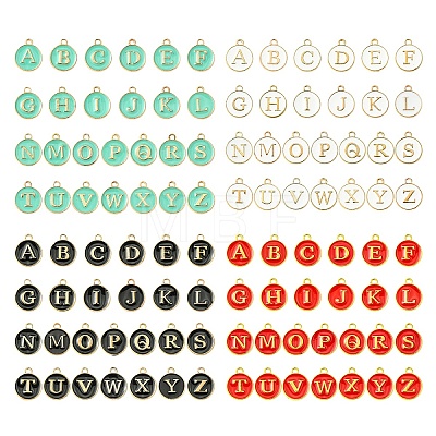 4 Sets 4 Colors Initial Letter A~Z Alphabet Enamel Charms ENAM-YW0004-53-1