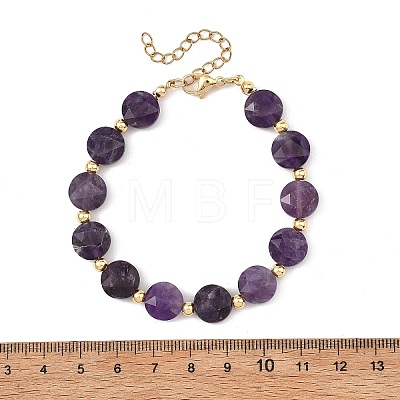 Natural Amethyst & Brass Spacer Beads Beaded Bracelets for Women BJEW-JB14112-02-1