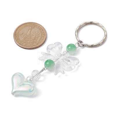Acrylic Heart with Bowknot Keychains KEYC-JKC00612-1