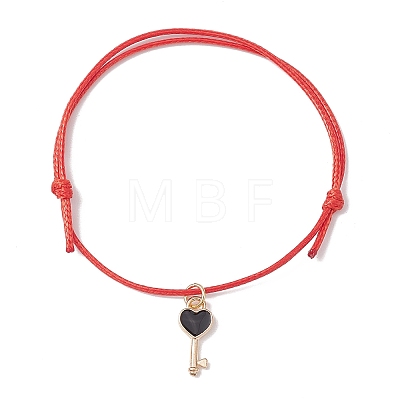 8Pcs 8 Style Heart & Skeleton Key Alloy Enamel Braided Bead Bracelets Set BJEW-JB09772-S-1