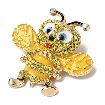 Bees Rhinestone Enamel Pins JEWB-L026-04G-02-1